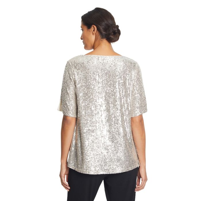 Paillettenshirt, beige/silver