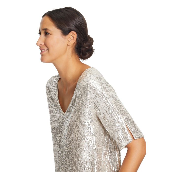 Paillettenshirt, beige/silver
