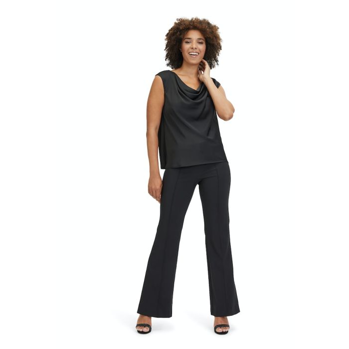 Blusentop mit Wasserfallausschnitt, black