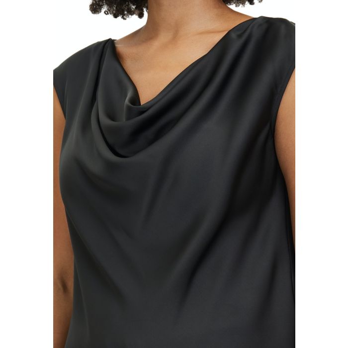 Blusentop mit Wasserfallausschnitt, black