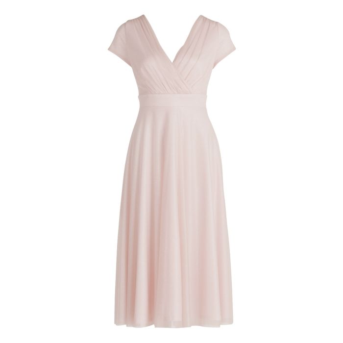 Maxikleid mit Glitzer, cream/silver