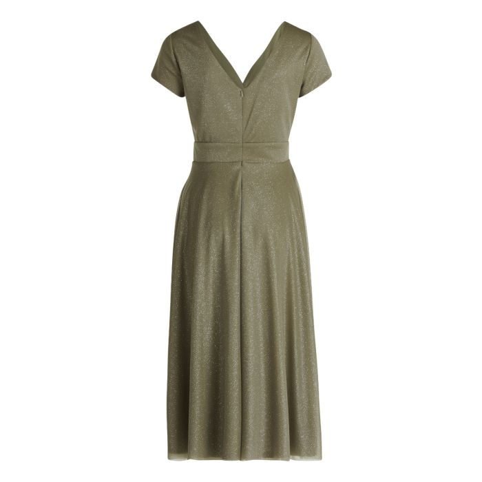 Maxikleid mit Glitzer, khaki/silver