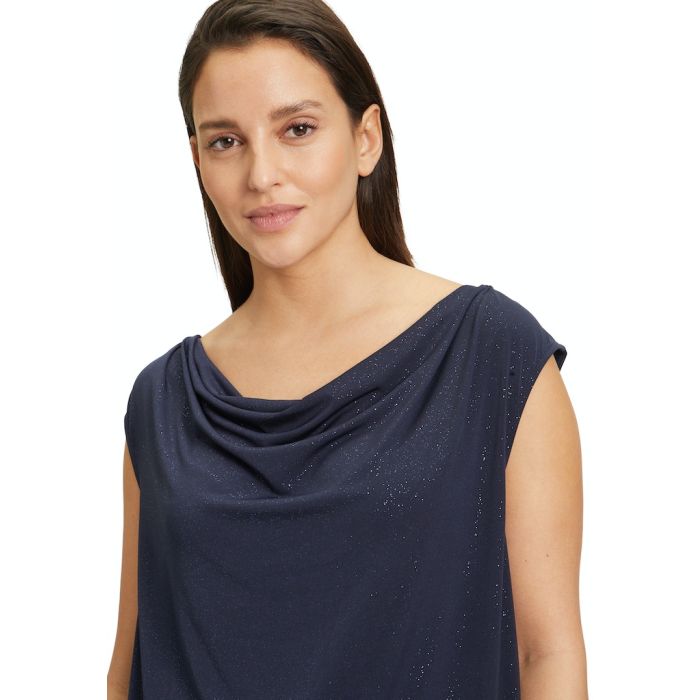 Top mit Wasserfallausschnitt, dark blue/blue