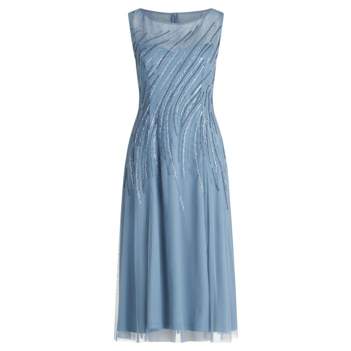 Festkleid mit Pailletten, blue/silver