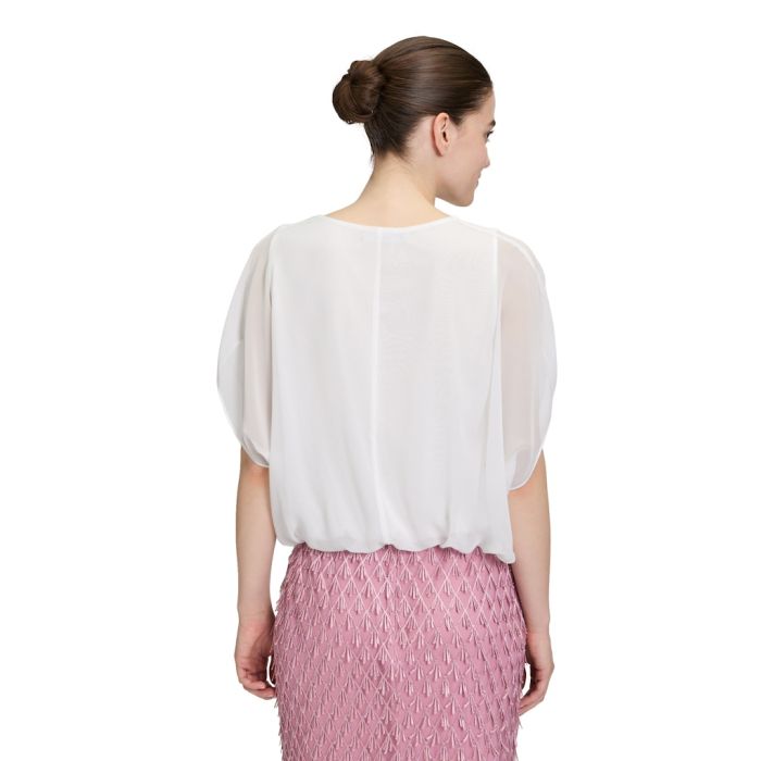 Chiffonbluse mit überschnittenem Arm, offwhite