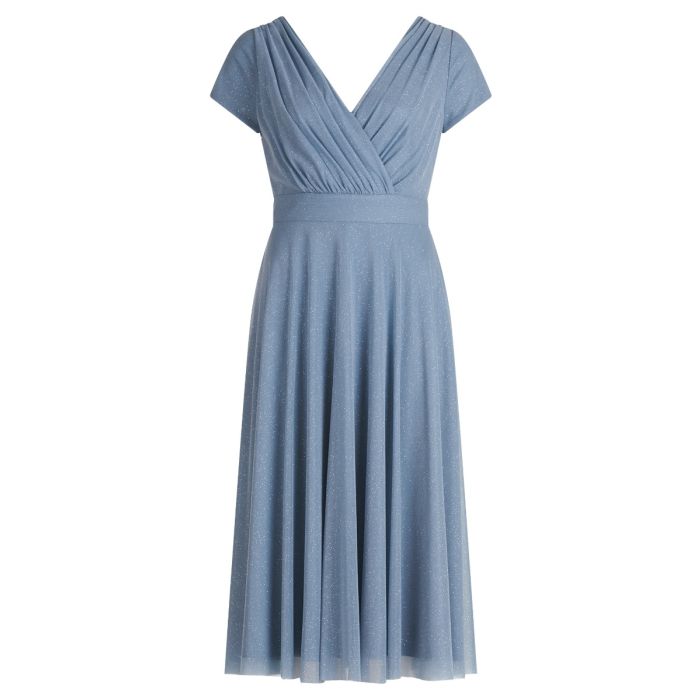 Maxikleid mit Glitzer, light blue/silver