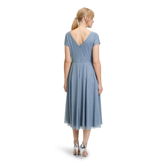 Maxikleid mit Glitzer, light blue/silver