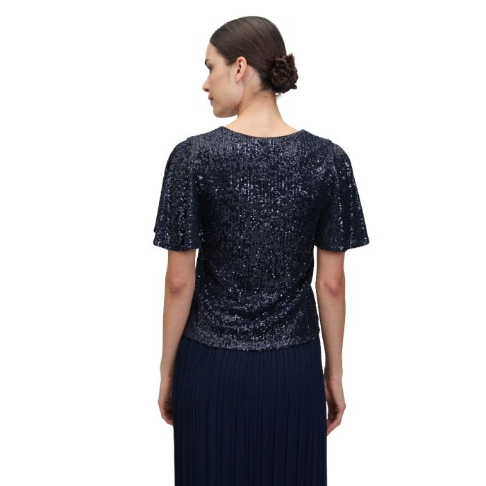 Paillettenoberteil mit Fledermausarm, midnight blue