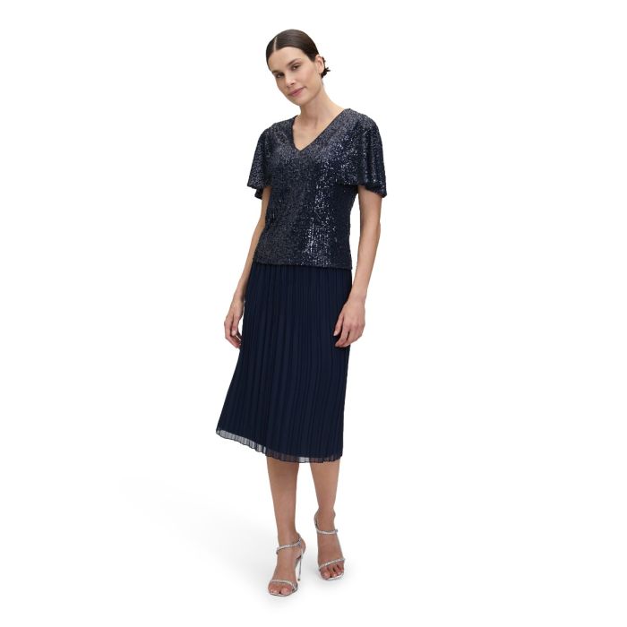 Paillettenoberteil mit Fledermausarm, midnight blue