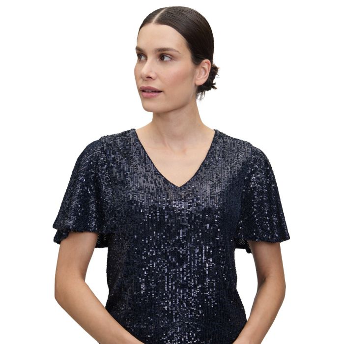 Paillettenoberteil mit Fledermausarm, midnight blue