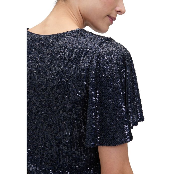 Paillettenoberteil mit Fledermausarm, midnight blue