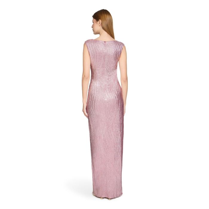 Abendkleid mit Wasserfallausschnitt, rose/silver