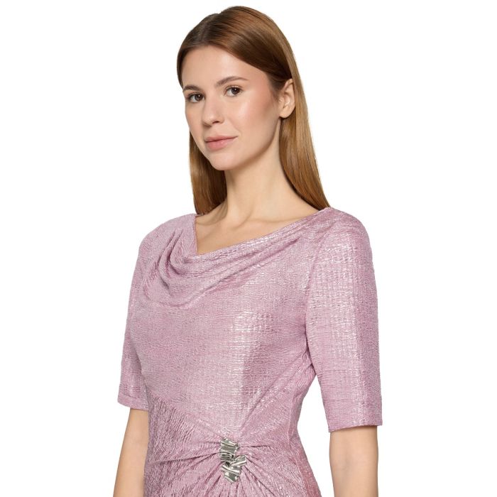 Etuikleid mit 1/2 Arm, rosé/silver