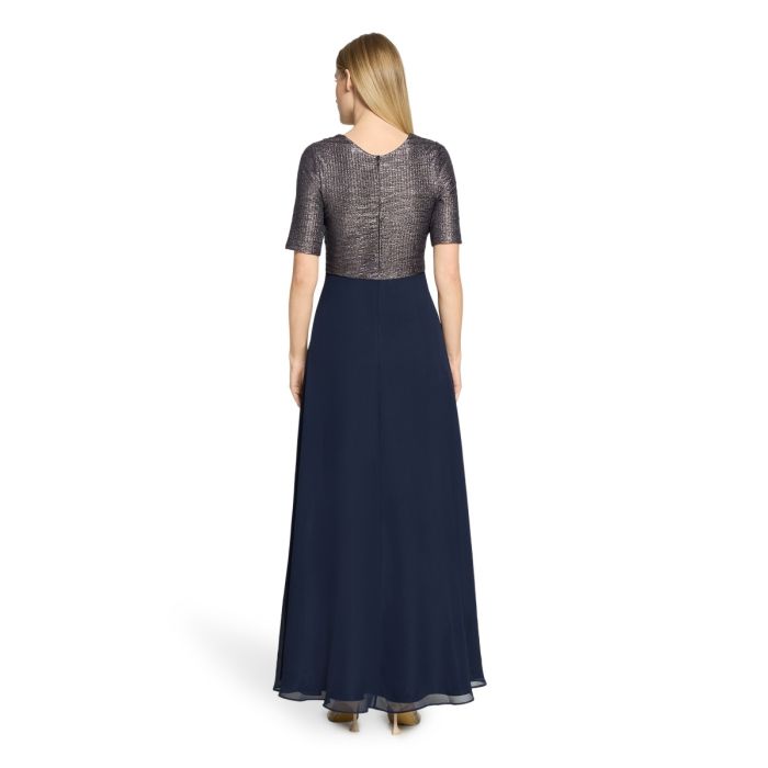 Abendkleid mit Wasserfallausschnitt, dark blue/silver
