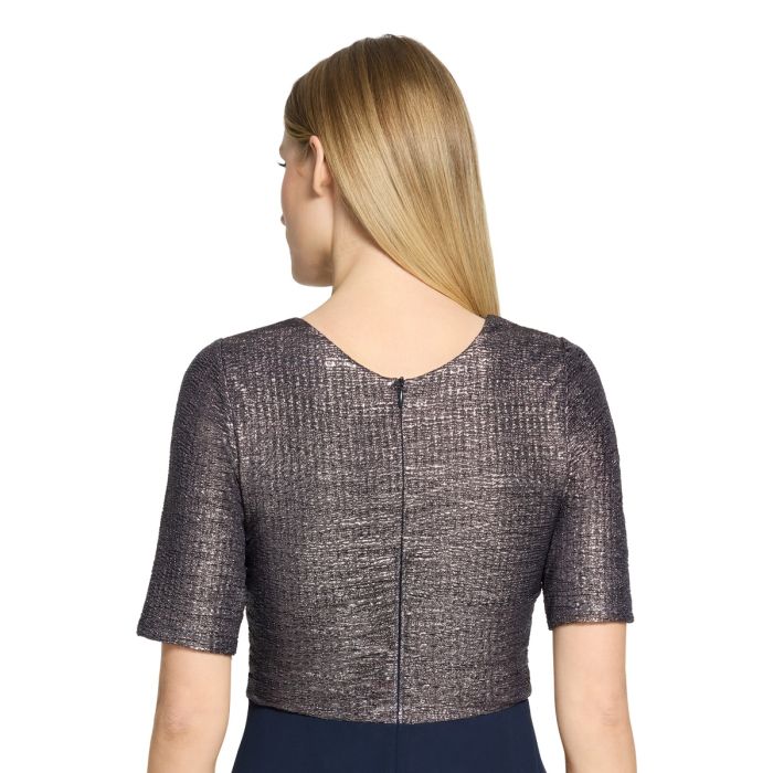 Abendkleid mit Wasserfallausschnitt, dark blue/silver