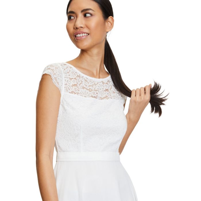 Kleid mit Spitzenoberteil, ivory white