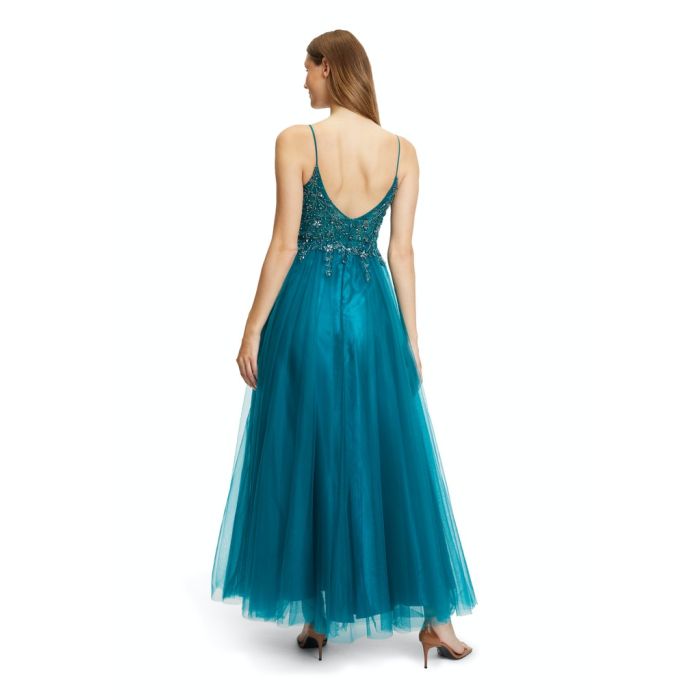 Abendkleid mit Tüllrock, dark emerald