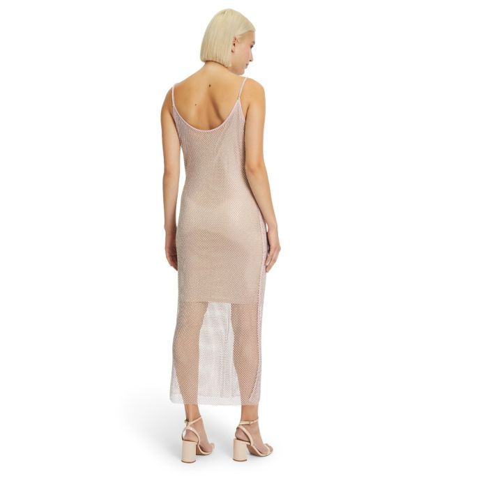 Kleid mit Glitzermesh, nude
