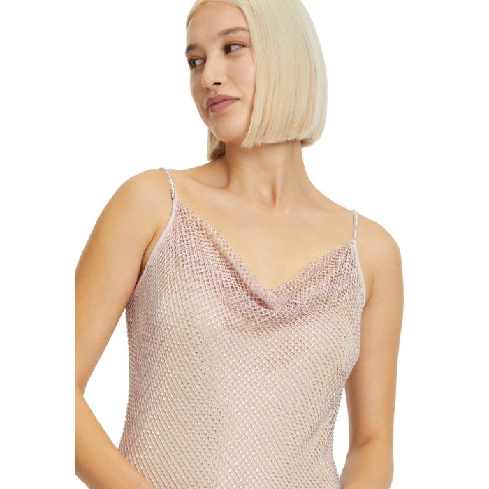 Kleid mit Glitzermesh, nude