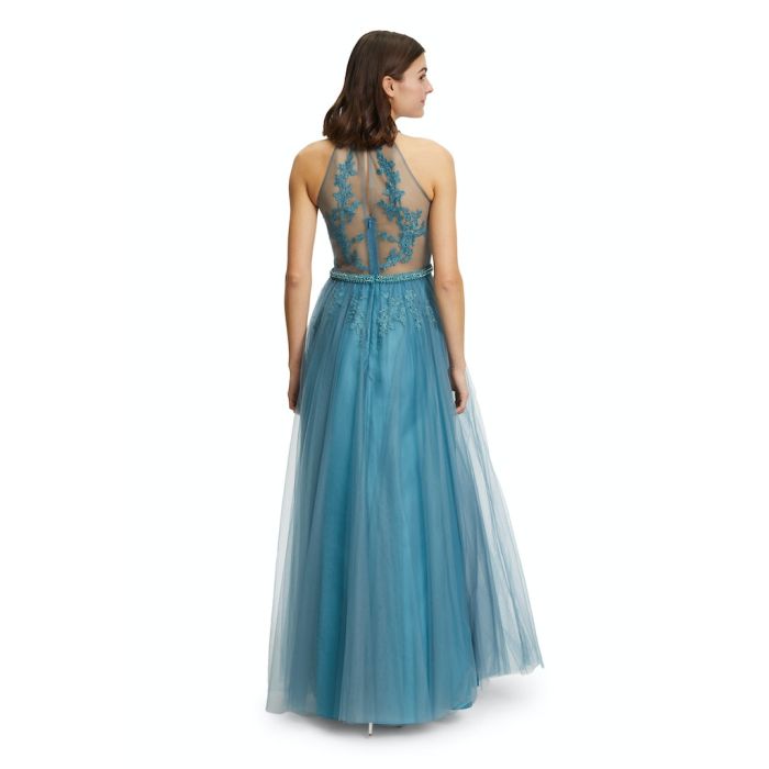 Abendkleid mit Tüllrock, smoky teal