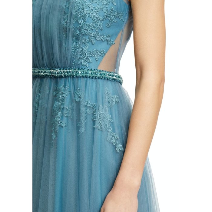 Abendkleid mit Tüllrock, smoky teal
