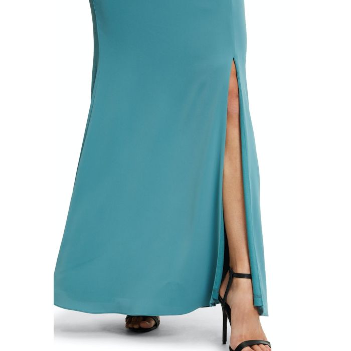 Abendkleid, one shoulder, smoky teal