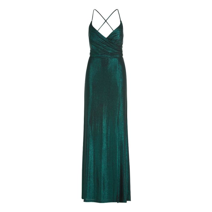 Jerseykleid mit Schlitz, emerald/black