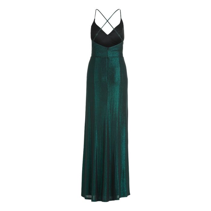 Jerseykleid mit Schlitz, emerald/black