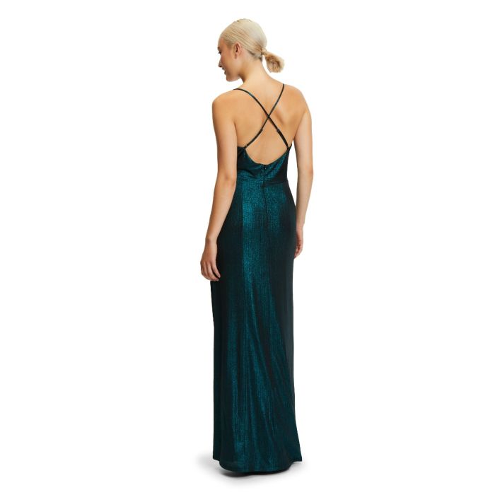 Jerseykleid mit Schlitz, emerald/black