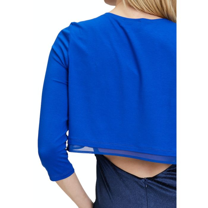 Bolero mit Chiffonkante, jewel blue