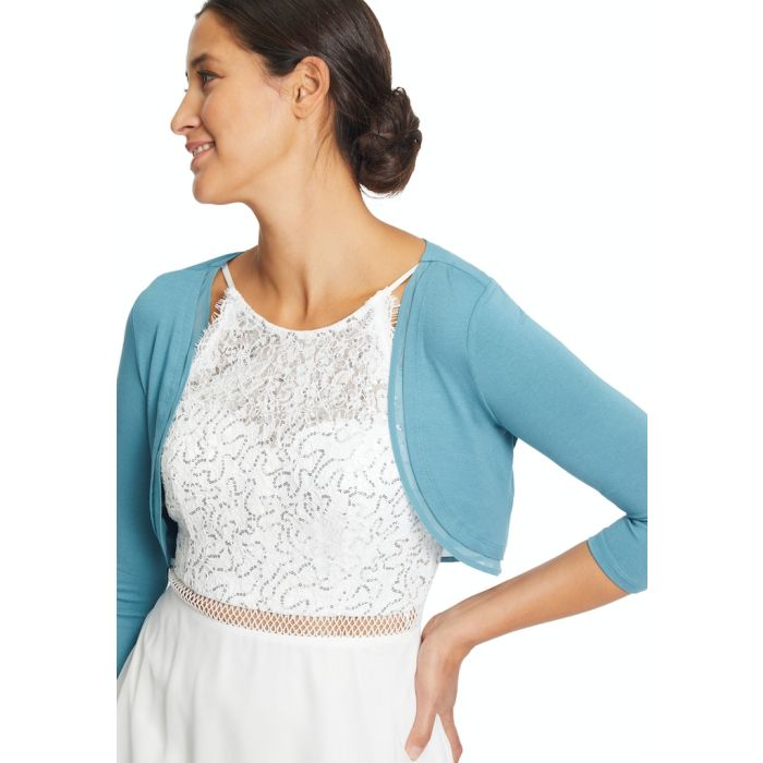Bolero mit Chiffonkante, smoky teal