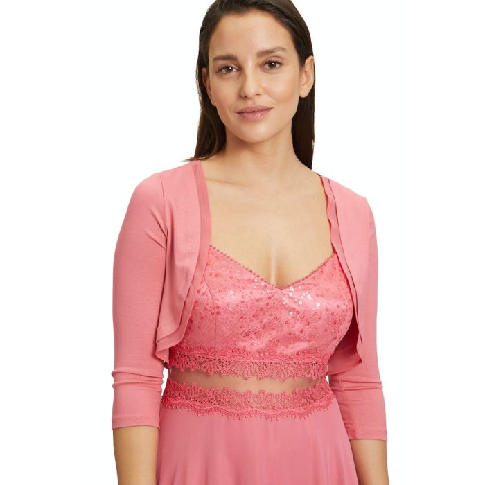 Bolero mit Chiffonkante, hot rosé