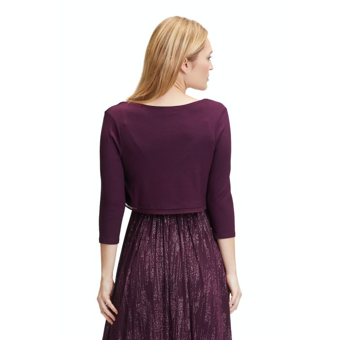Bolero mit Chiffonkante, shiny aubergine