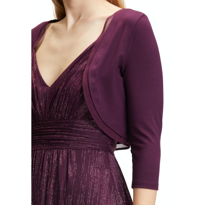 Bolero mit Chiffonkante, shiny aubergine