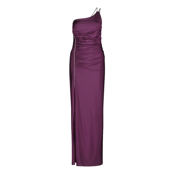 Jerseykleid mit Glitzerkante, shiny aubergine