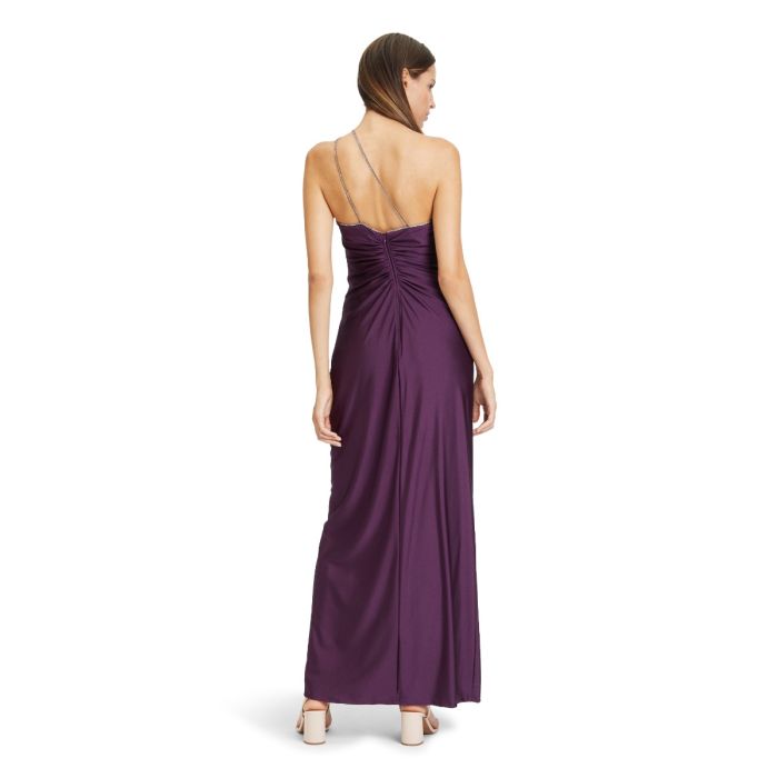 Jerseykleid mit Glitzerkante, shiny aubergine