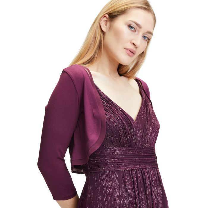 Bolero mit Chiffonkante, shiny bordeaux