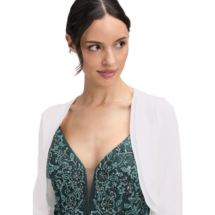 Bolero mit Chiffonkante, ivory white