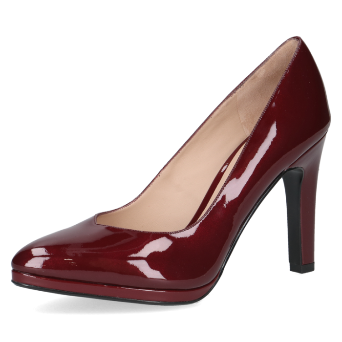 Plateau-Pumps, Lack, bordeaux patent